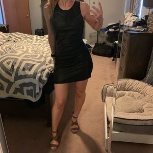 Black faux leather mini